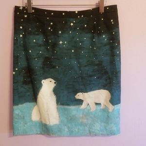 Anthropologie Arctic Scene twill skirt